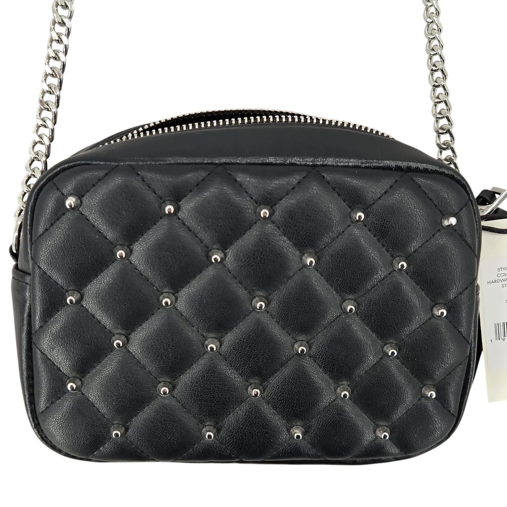 Rebecca Minkoff NWT OS Diamond Quilt Studded Crossbody Women Black Edgy Chic